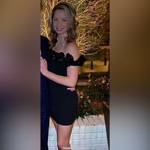 LULUS off the shoulder ruffle sleeve mini dress